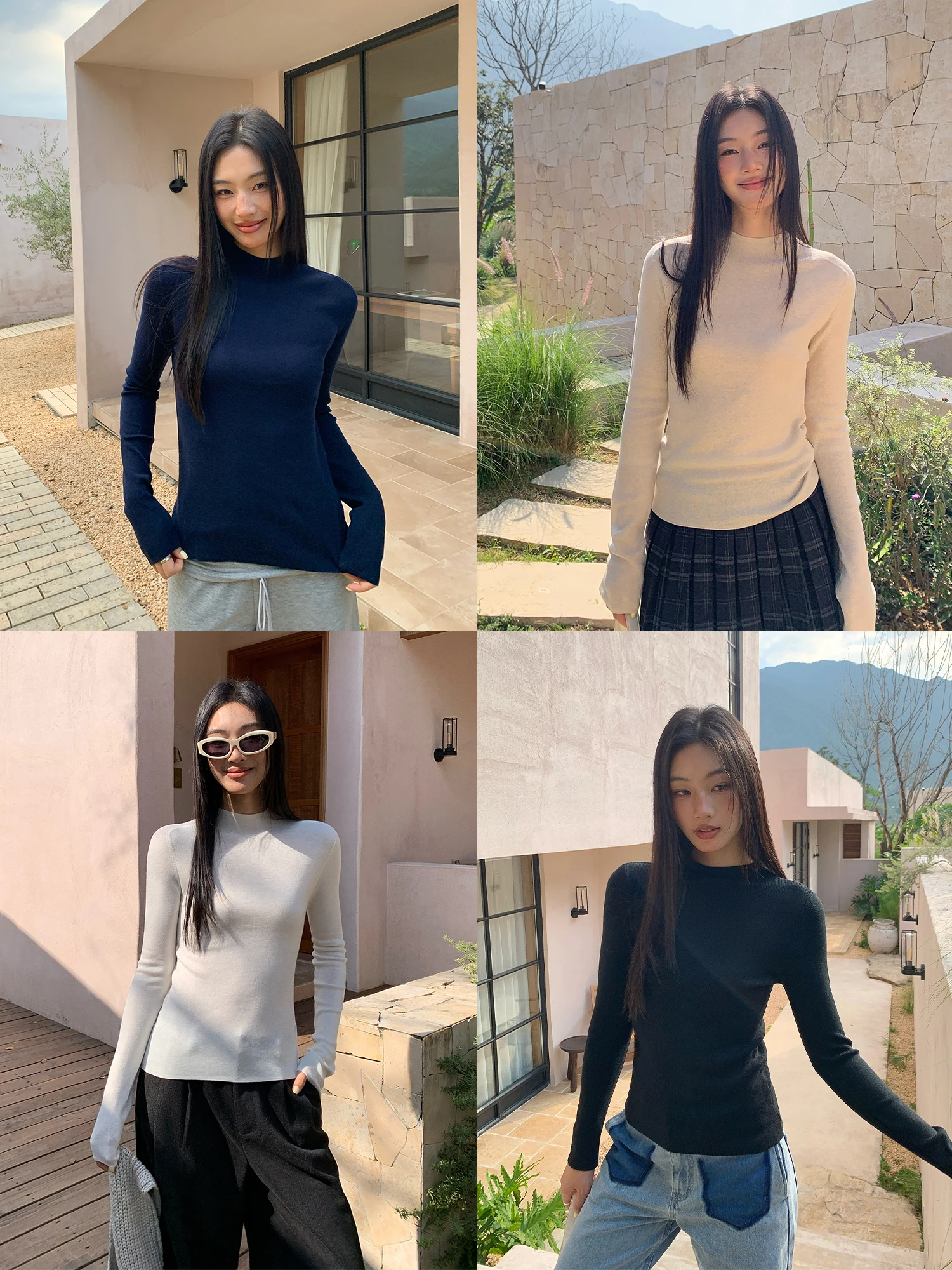 

Женский облегающий трикотажный топ с высоким воротом и длинным рукавом, утягивающий талию, для весны и осени, для повседневной носки