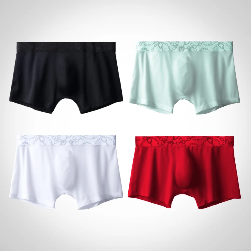 

5PCS Elemental men's underwear men's ice silk 3D punching crotch boxers traceless ultra-thin boxers summer breathable bottoms