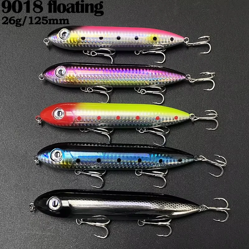 

Walking Fishing Lure 125mm 26g Saltwater Super Spook Pencil Lure Walk the Dog Topwater Wobbler with Treble Hooks Artificial Bait