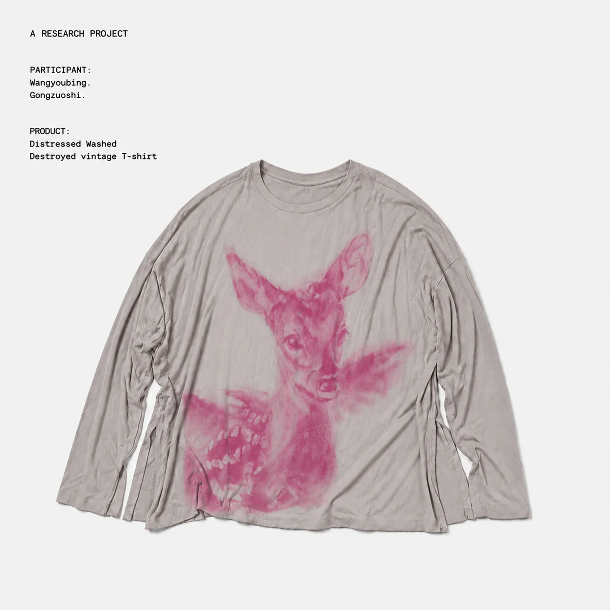 Loose Fit Long Sleeve T-Shirt Deer Design Pink Unisex Cotton Tee Youth Fashion Casual Wear Summer Autumn Versatile Male Female