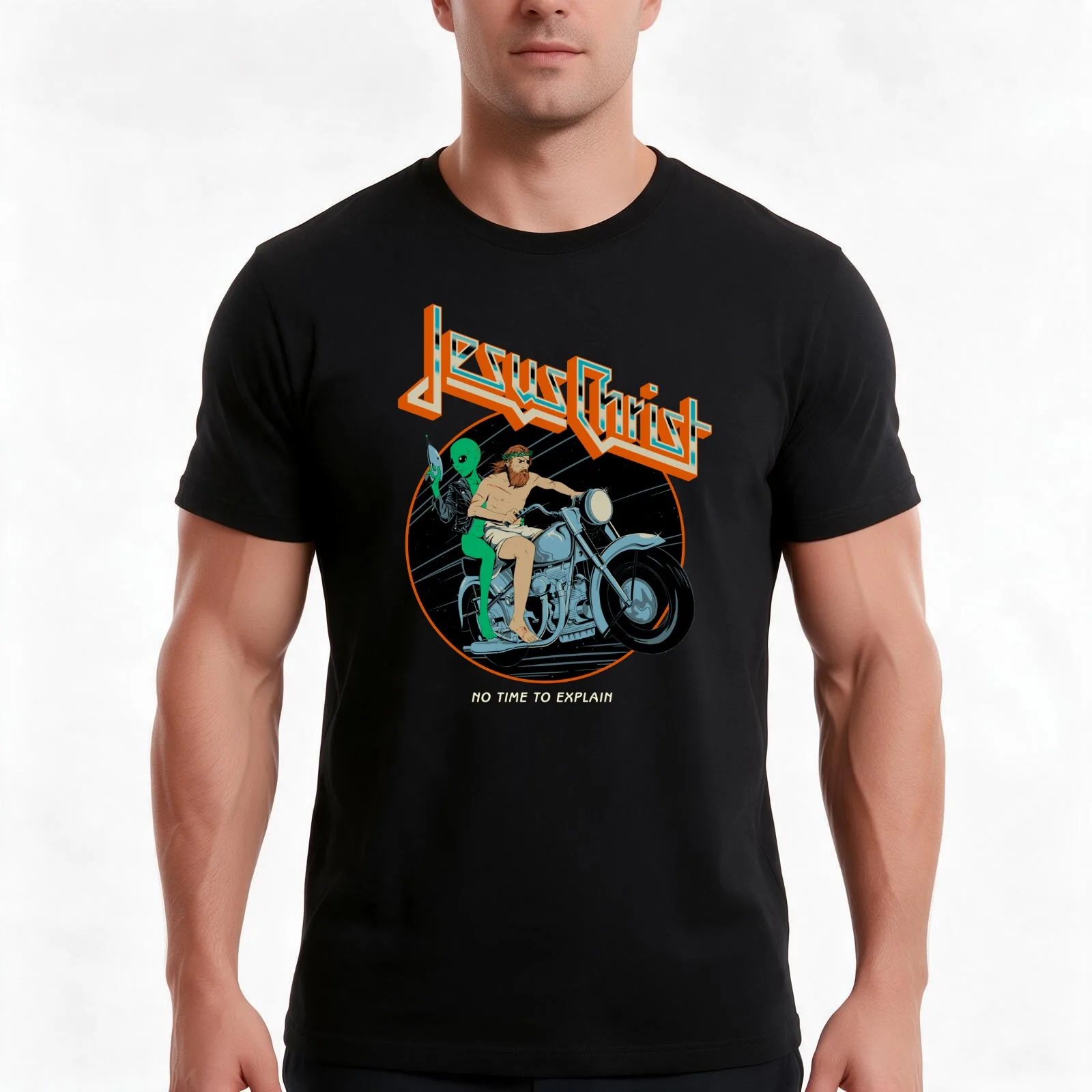 jesus - no time to explain T-Shirt Summer Casual Cotton Tee Oversized Streetwear Tops Vintage Graphic Print Unisex Men Women