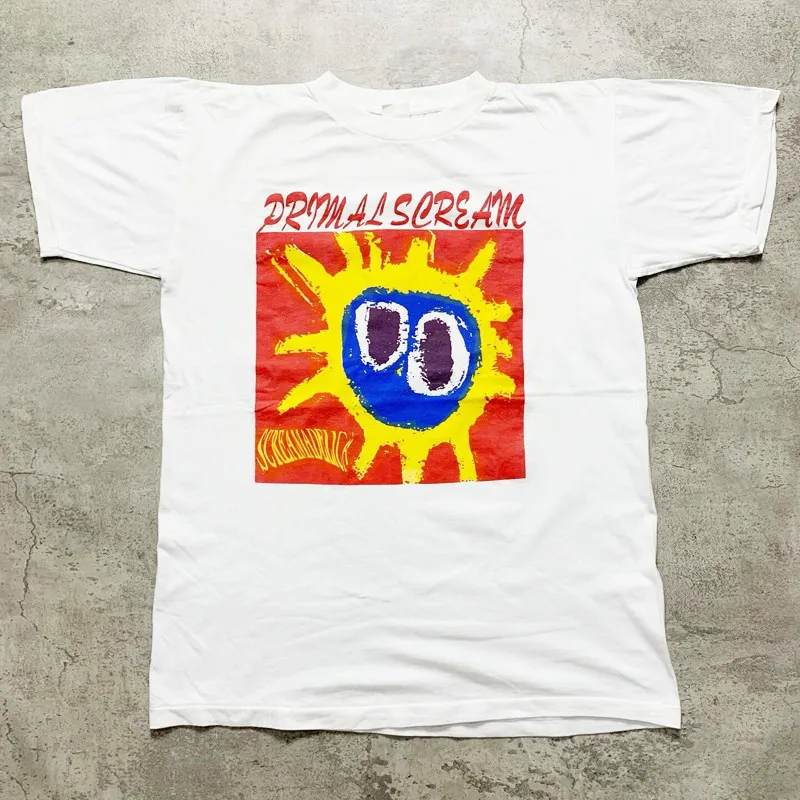 Y2k 1984 British Acid Rock Primal Scream Band American Casual Rotes Kurzarm-T-Shirt