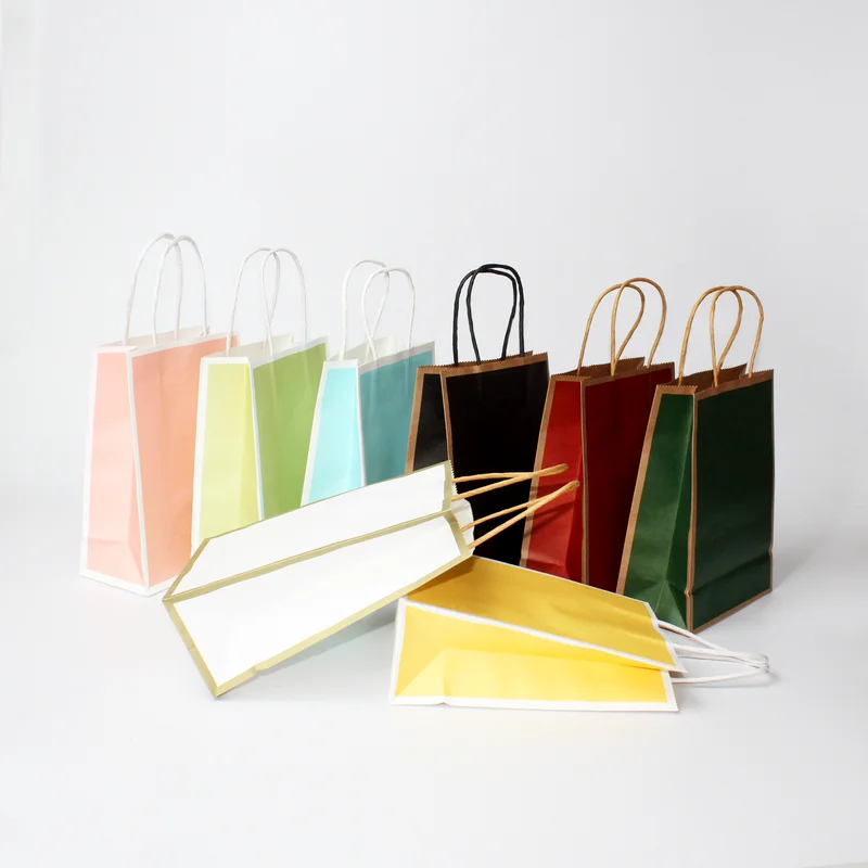 10/30/50pcs/lot Small Gift Bag Baking Bag Takeaway Paper Bag Shopping Clothing Bag Kraft Paper Bag with handle