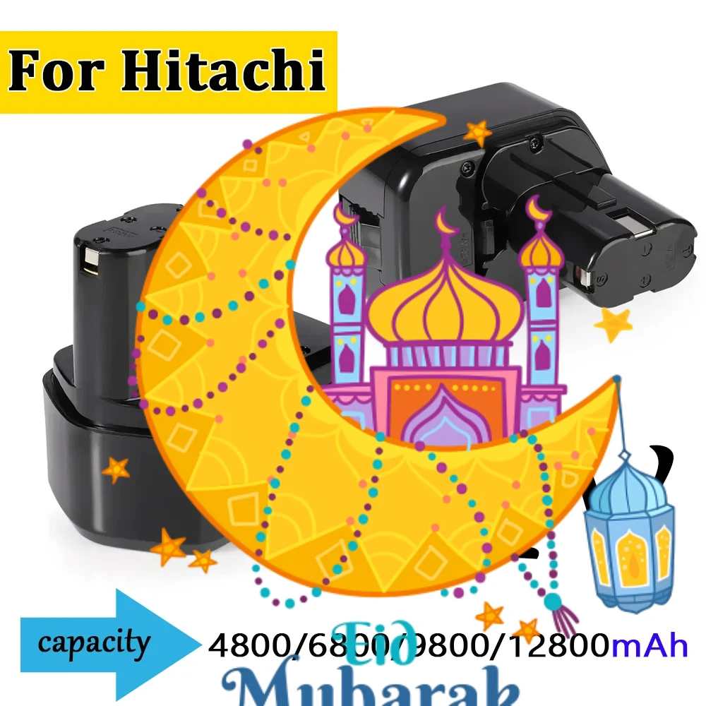 

NI-CD 12V Battery High Quality 12800mAh for Hitachi EB1214S 12V EB1220BL EB1212S WR12DMR CD4D DH15DV C5D , DS 12DVF3
