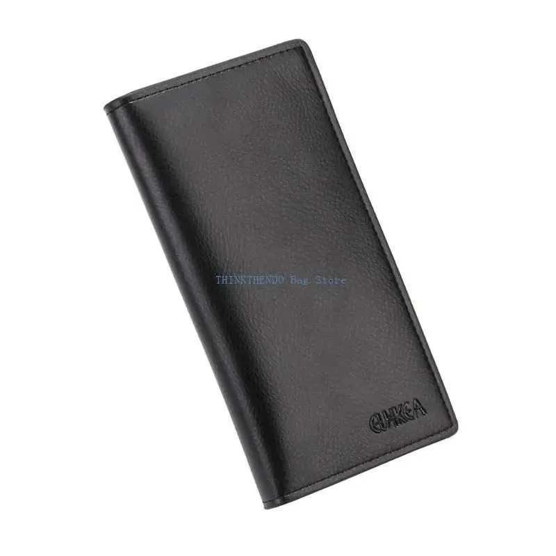

340D Men's Business PU Leather Long Wallet Pocket Credit Card Holder Clutch Bifold Purse