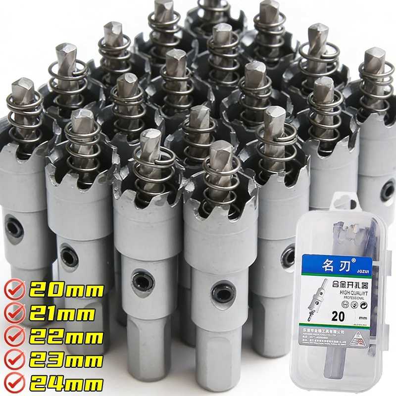 

TCT Carbide Tip Hole Puncher Drill Bit 20-24mm Hole Saw Cutters Opener Tools for Stainless Steel Metal Alloy Plate Iron Drilling