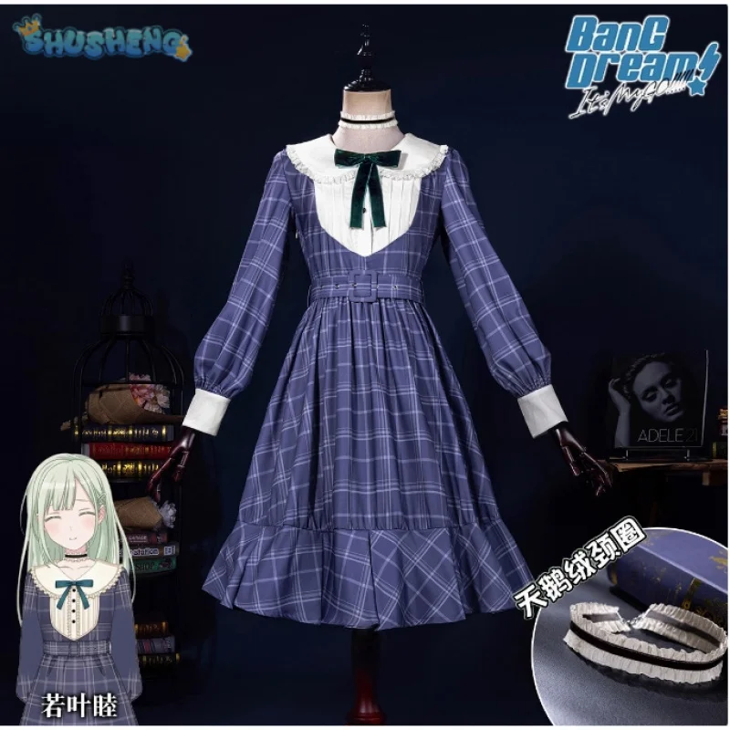 

Wakaba Mutsumi Mortis Cosplay Anime BanG Dream!Costume Sweet Campus JK Uniform Dress Belt Tie Socks Halloween Party Set