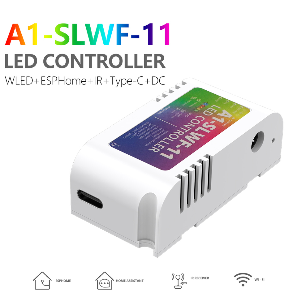SMLIGHT SLWF-11 WIFI WLED Pixels SPI LED Controller IR Remote Control WS2812B WS2811 WS2813 WS2815 Etc RGB LED Strip Light 5-24V