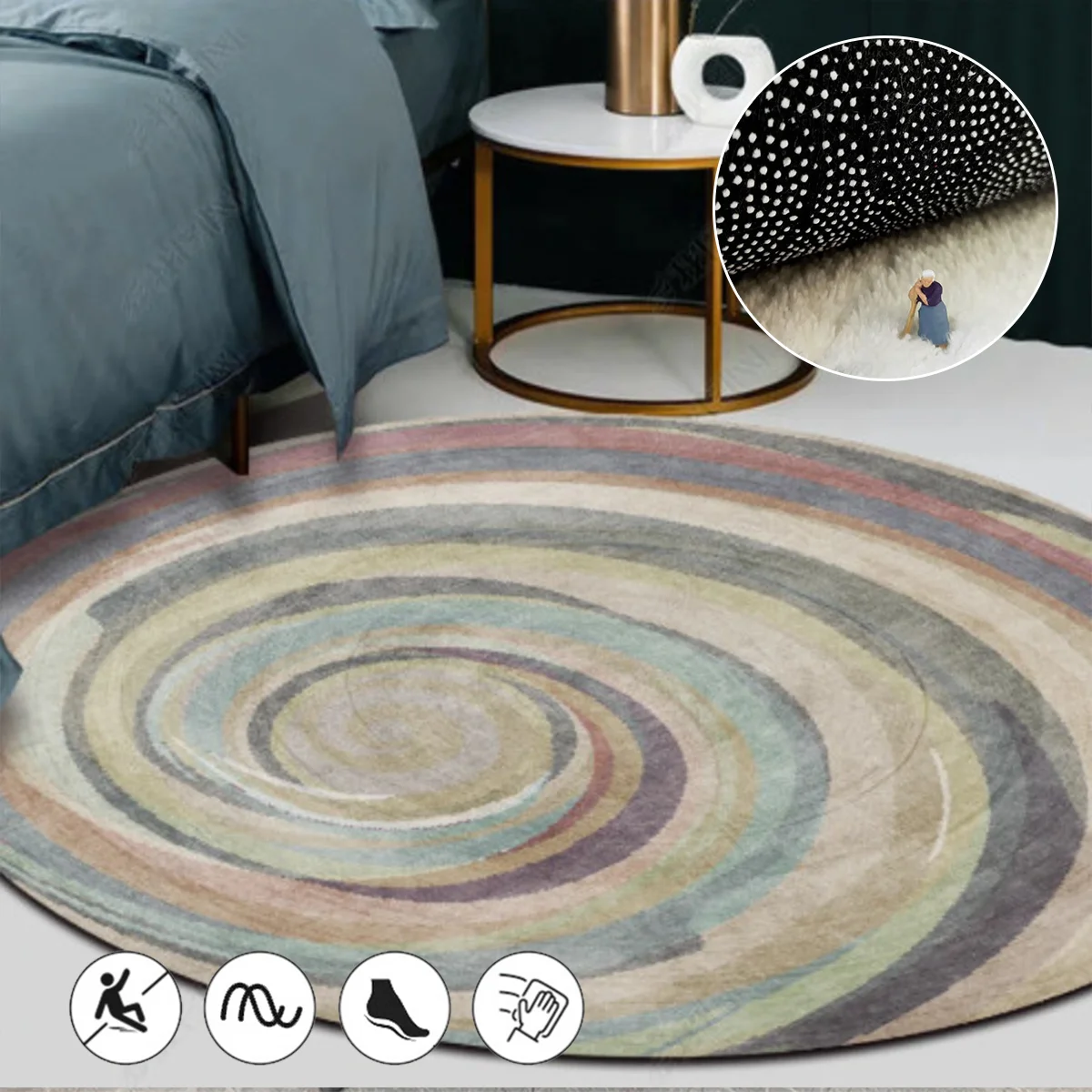 Modern Round Carpets for Living Room Decoration Abstract Rugs for Bedroom Decor Soft Carpet Non-slip Desk Hanging Basket Rug
