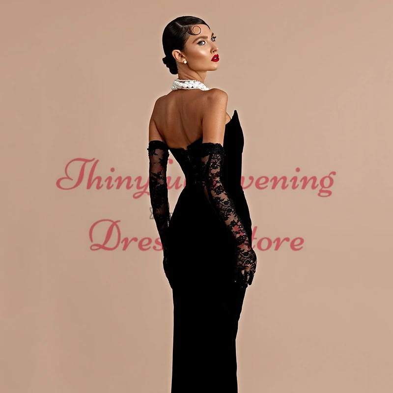 Thinyfull Black Prom Evening Dresses Sexy Mermaid Sweetheart High Split Lace Party Dress Formal Cocktail Prom Gowns Customized