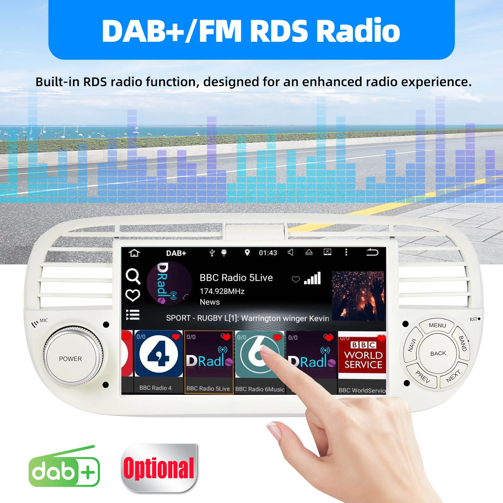 ESSGOO 4 + 64G Android 15 Auto Stereo Radio Für Fiat 500 2007-2015 7 "Display Drahtlose Carplay Android Auto GPS Nav Wifi BT RDS SWC – Detail 13