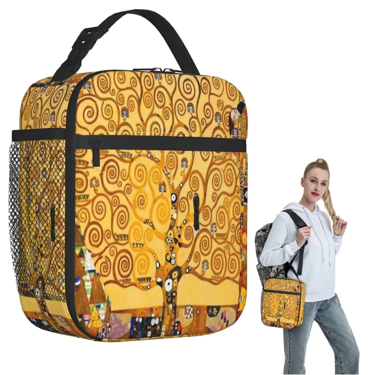 Gustav Klimt - Tree Of Life Insulated Lunch Bag for Women Kids Leakproof Food Boxes Thermal Lunch Box Tote