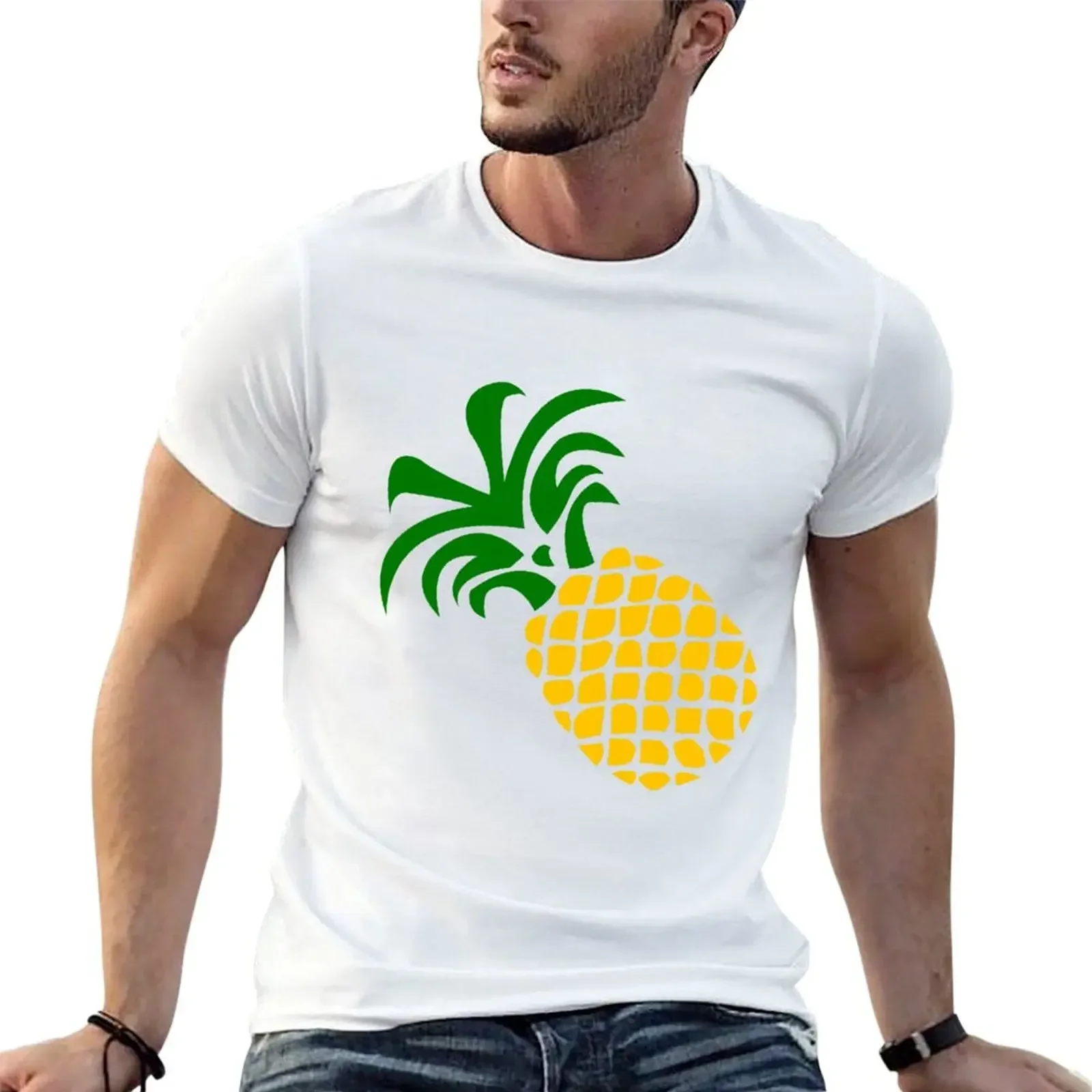 

Pineapple, beige T-Shirt summer top new edition clothes for men