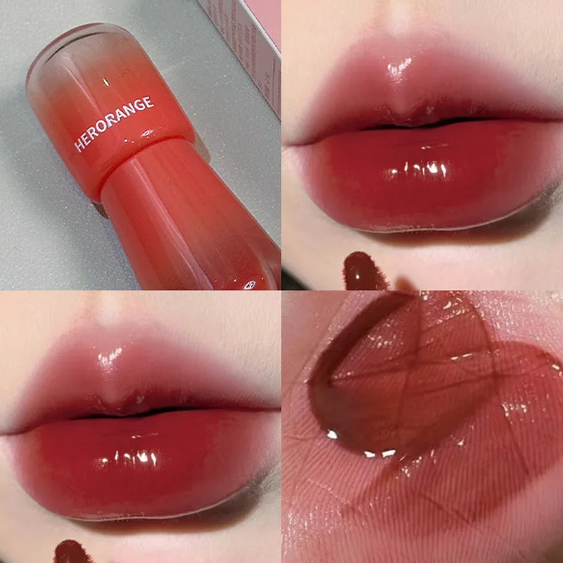 Mirror Water Glossy Lip Glaze Moisturizing Waterproof Jelly Red Liquid Lipstick Non-stick Cup Lasting Pink Lips Tint Makeup Fast