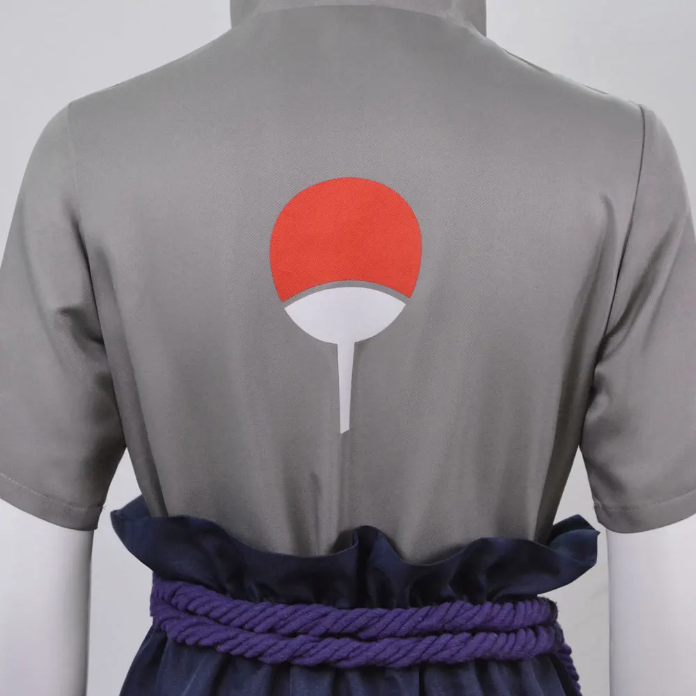 Hokage Uchiha Sasuke Anime Cosplay disfraces Shippuden Sasuke traje de tercera generación disfraz de Halloween Tops grises traje peluca ropa