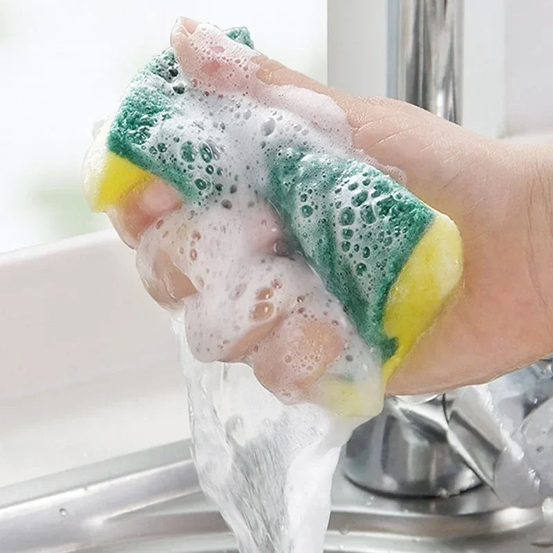 Magic Cleaning Sponges Double-sided Reusable Kitchen Sponge Wipes Pan Pot Dishwashing Scouring Tools Reusable Dishwashing Sponge