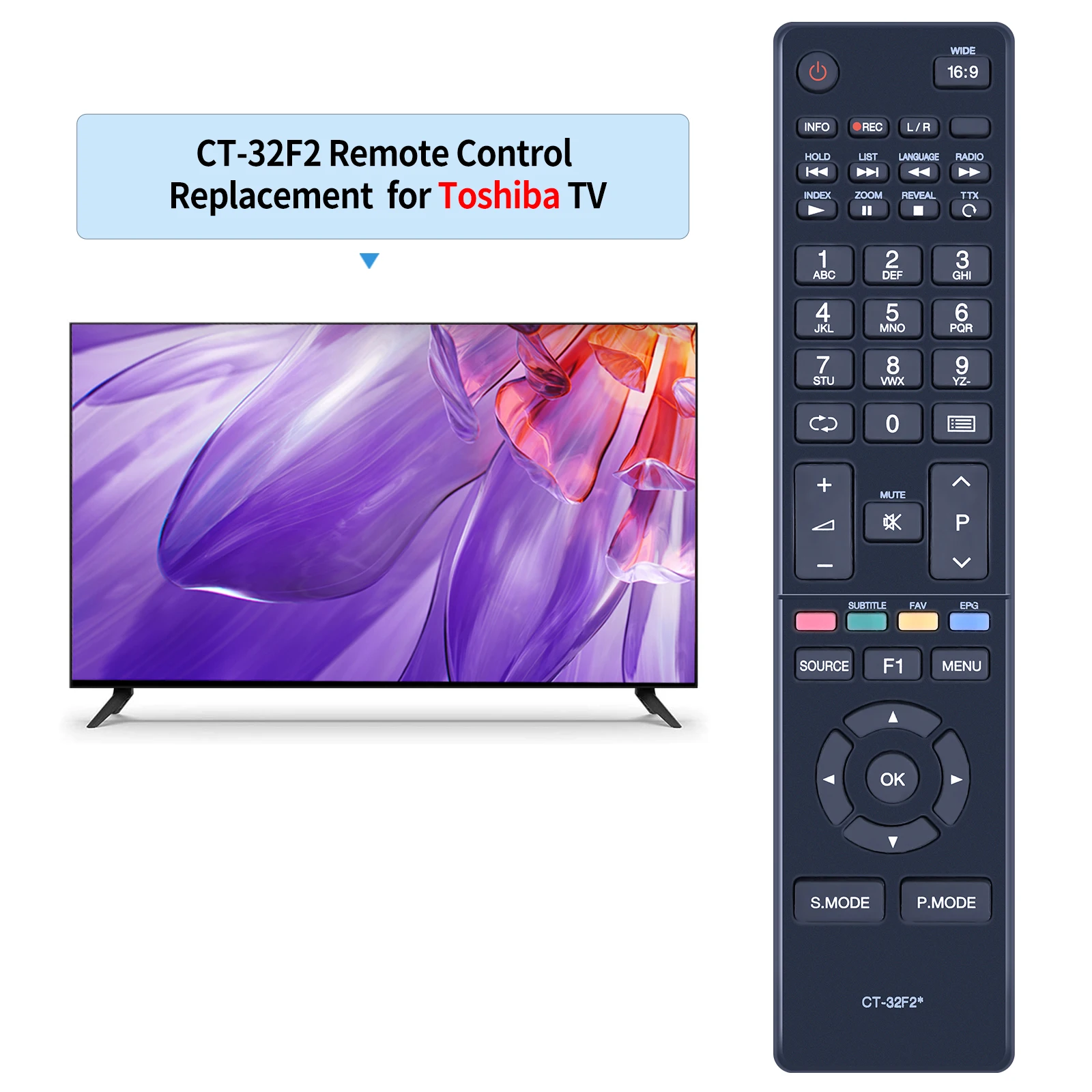 New for TOSHIBA TV Remote Control CT-32F2 49S2650 55S2640 65S2650 CT-32F2* Fernbedienung