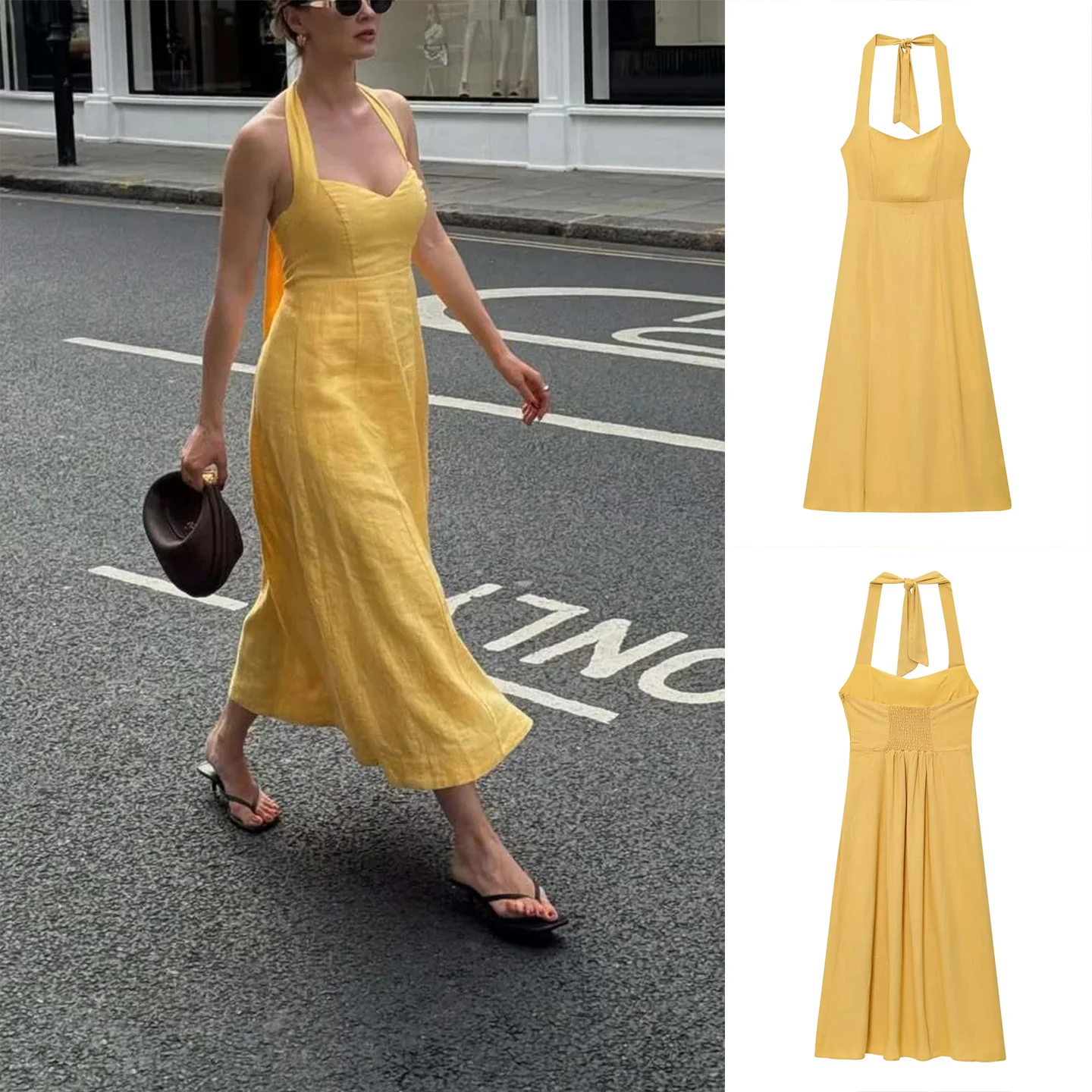 صيف جديد وصول المرأة حصيرة القطن الكتان مزيج عقدة Ne شنقا عالية الخصر ميدي طويل الدكتور #1