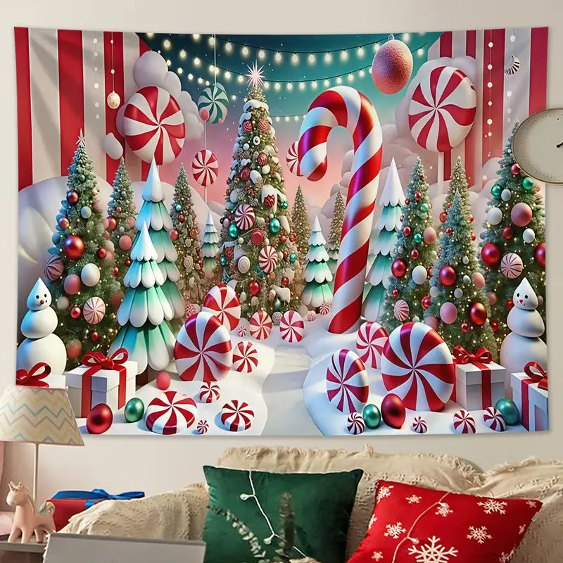 VIKAMA Candy Land Christmas Tapestry Background Cloth Wall Decoration Living Room Background Wall Room Decoration