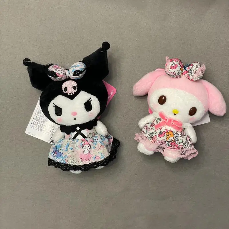 Sanrio Kurome Keychain Anime Cute Girl Stuffed Toys Melody Portable Toy Bag Pendant Decorate Floral Skirt Gift Wholesale