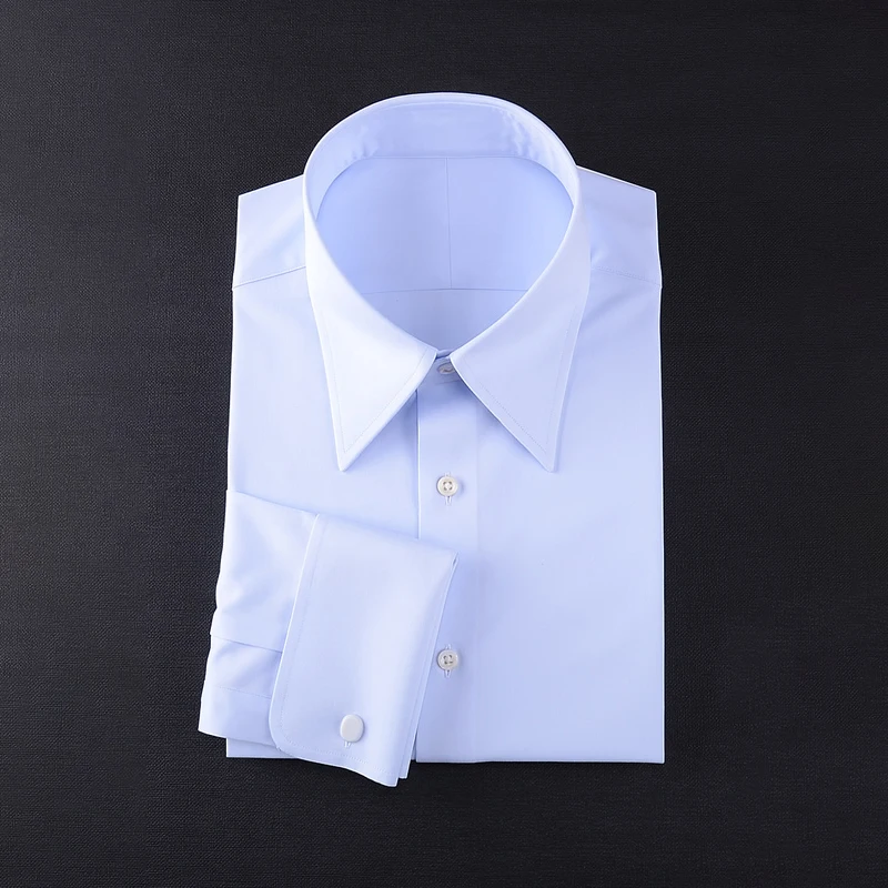 Wholesale French cuff white shirt business slim-fit career elite official work long sleeve striped shirt men