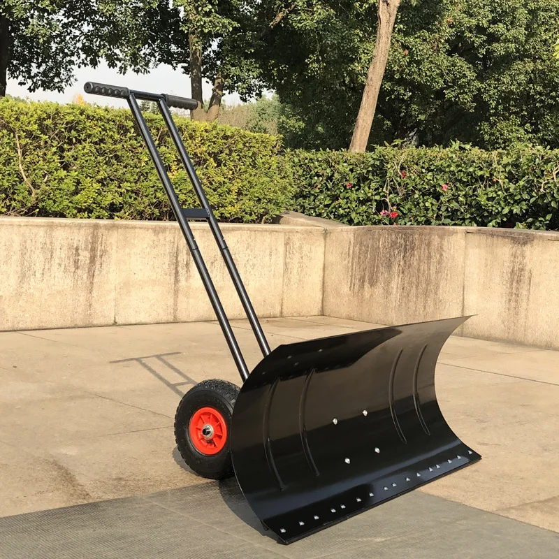 Hand Push Snowboard Wheel Type Road Snow Clearing Tool Snow Pushers Stainless Steel Powder Coated ISO9001 Certified Snow Shovel