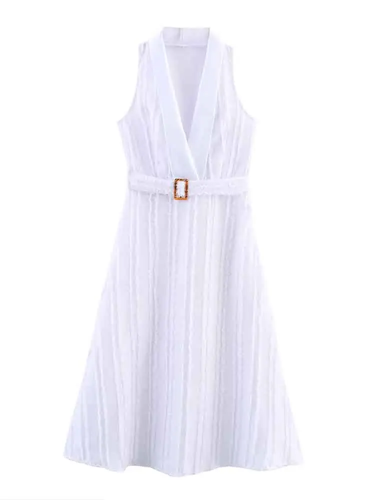 

European style new women's fashion versatile temperament solid color texture waist commuter style dress