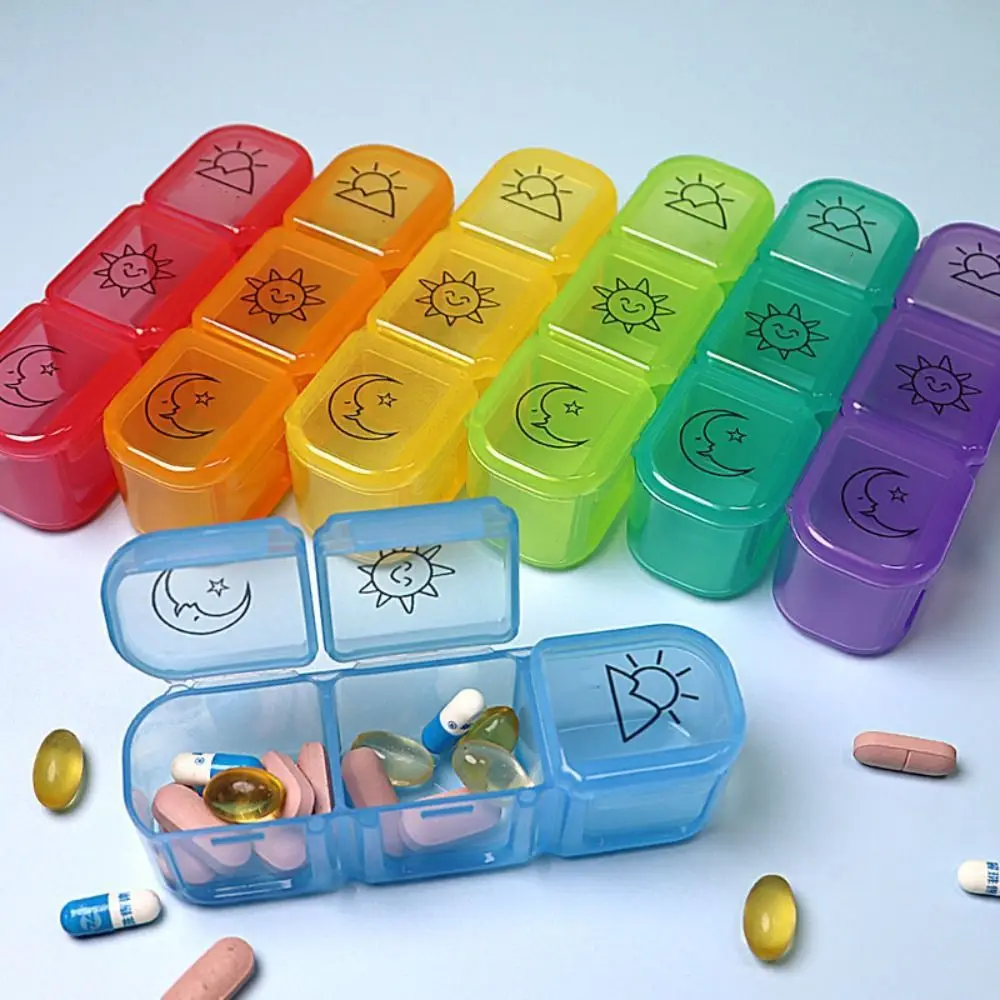 

Durable Mini Weekly Pill Organizer Multifunction Three Grids Pill Storage Box Dust Prevention Waterproof Medicine Box Daily