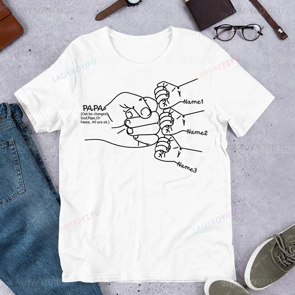 Print Drawn Daddy Child Fist Bump Fathers Day Shirt Parent-child Outfit Tshirt Grandpa Graphic Funny  Classic Graphic T-Shirt