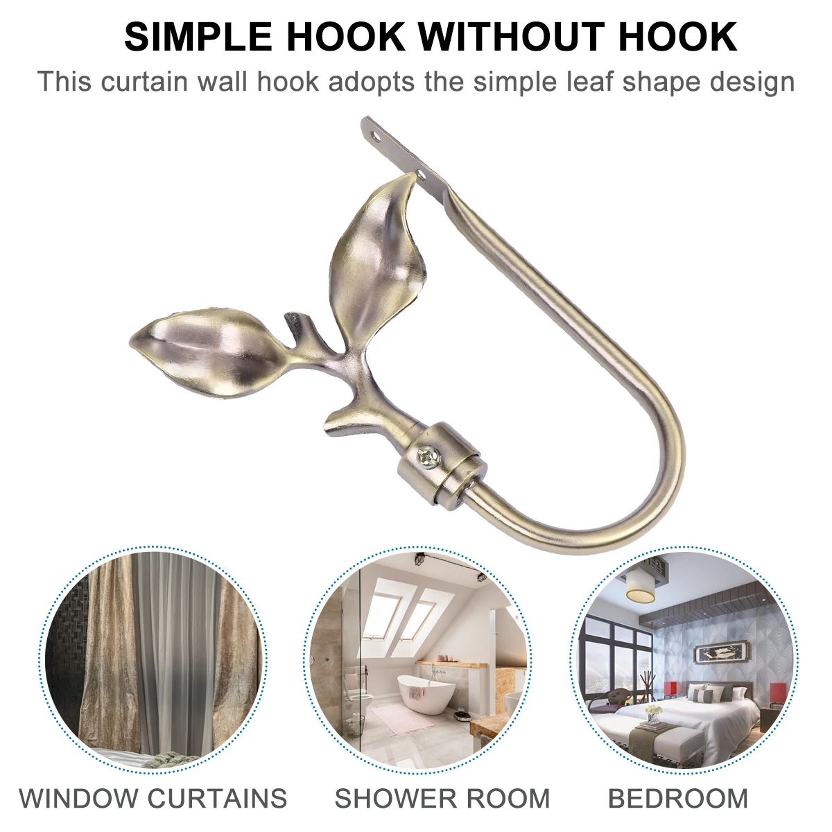 

Rustic Leaves Metal Hook Heavy Duty Decorative Curtain Tiebacks Hook For Bathroom Bedroom Closet Household Wall Mounted