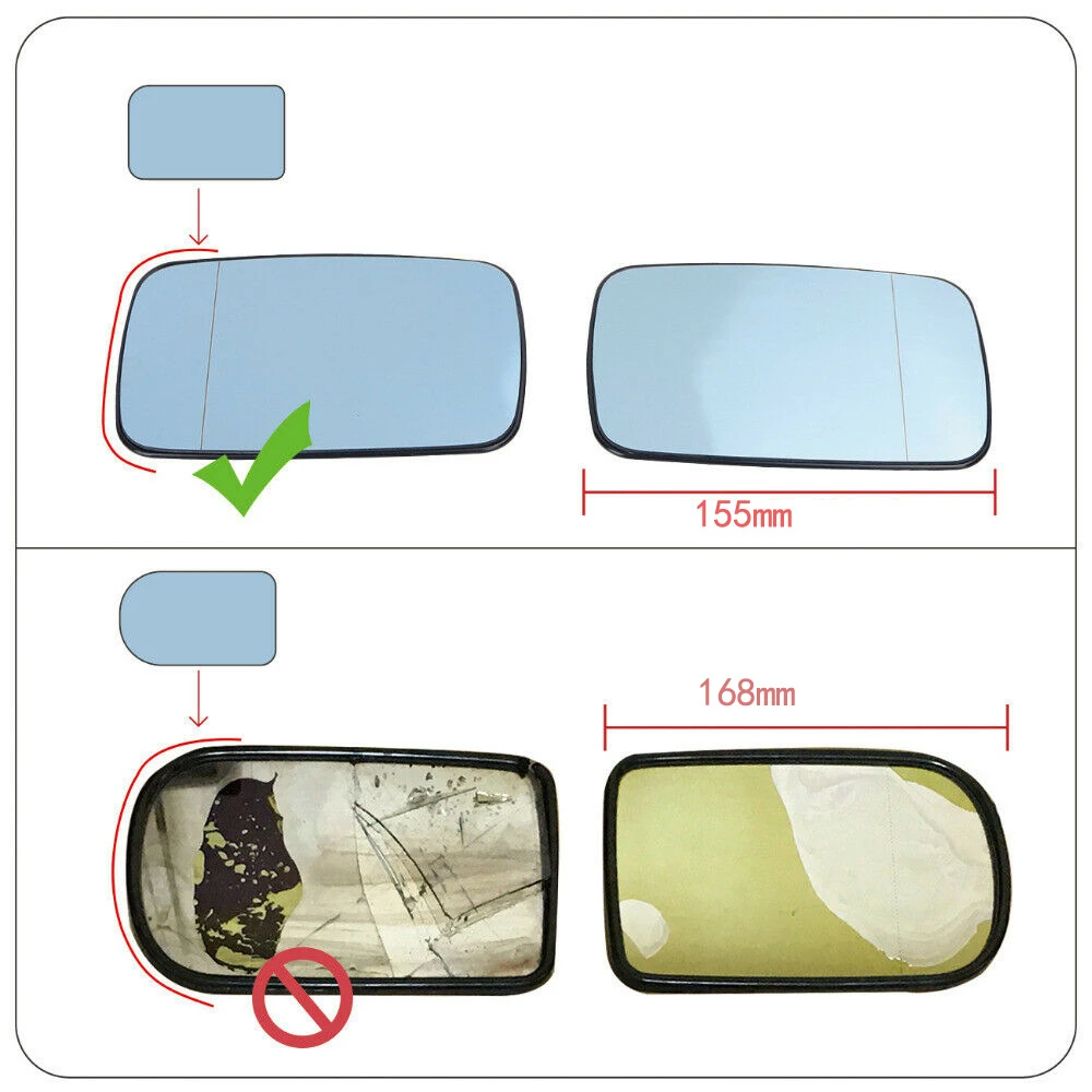 

2X Rearview Mirror for BMW E46 Sedan 1998-2006 Left Right Side Car Glass Heated Rearview Mirror Glass 51168250438