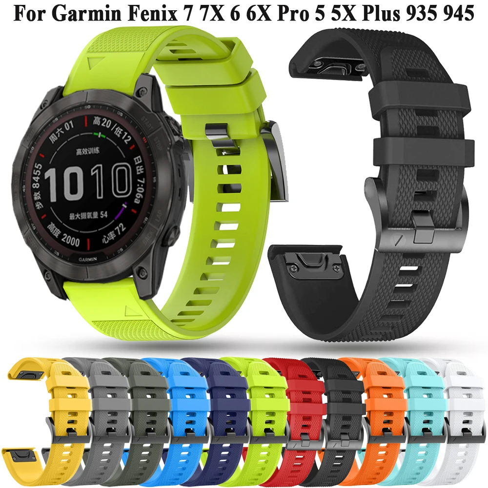 Gelang jam tangan silikon 26 22MM untuk Garmin Fenix 7 7X 5 5X Plus 6 6X Pro/935 945/Tactix/Quatix 7X 7 5 tali jam QuickFit