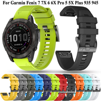 Silicone 26 22MM Watchband Wristband For Garmin Fenix 7 7X 5 5X Plus 6 6X Pro/935 945/Tactix/Quatix 7X 7 5 QuickFit Watch Strap