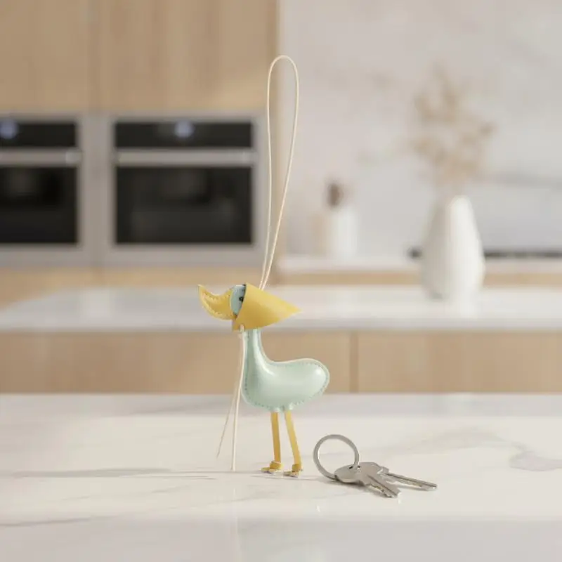 Duck Car Key Accessory Adorable Scarf Duckling Leather Pendant Keychain Universal Bag Backpack Decor for Women