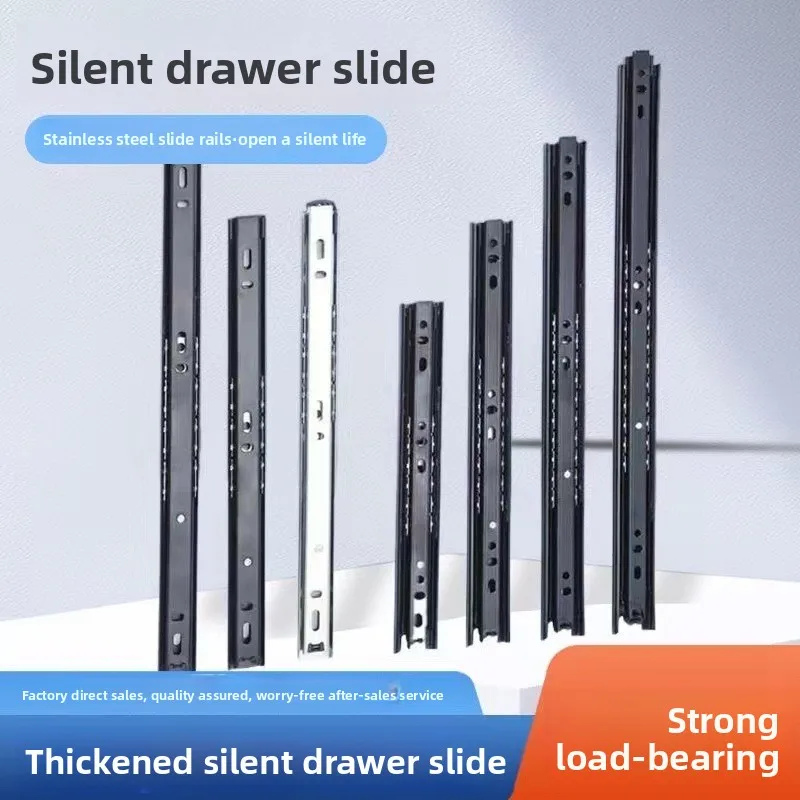 Stainless Steel Quiet Drawer Slide Rails Compatible Small Desk Bedside Cabinet Keyboard Wardrobe Replacement Projects