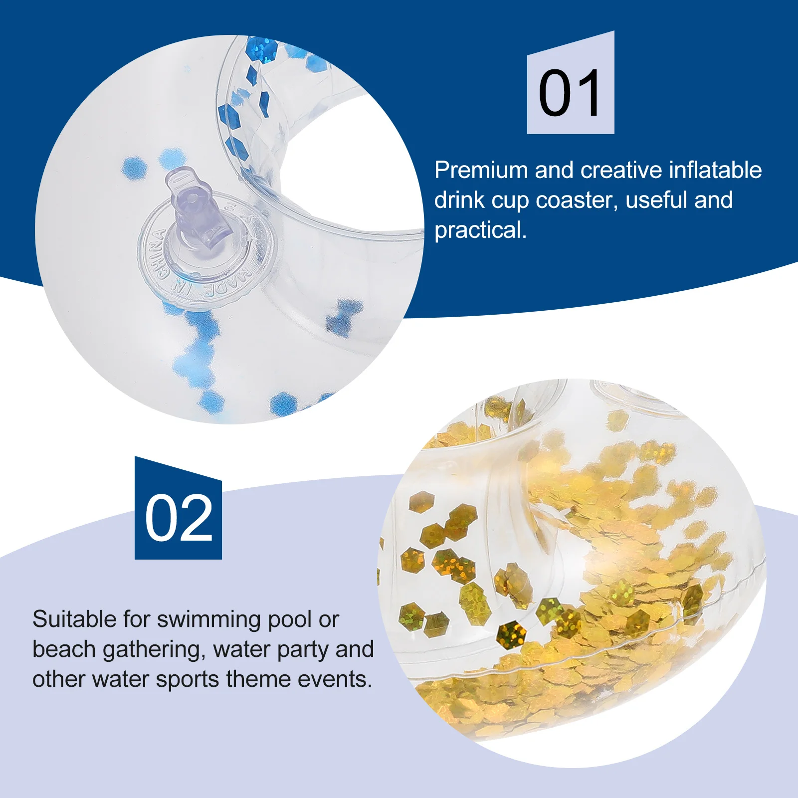 

Inflatable Cup Holder Floating Drink Coaster PVC Material Pool Party Sequins Design Stable Water Gathering Entertain Accessories