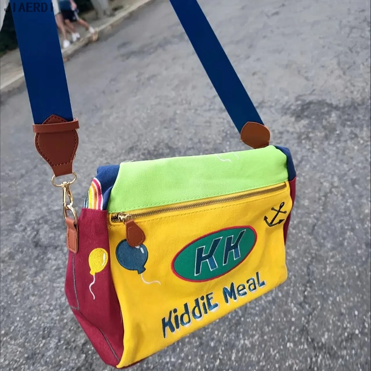 

Y2K Cartoon Anime Underarm Funny Shoulder Bag Women Cute Canvas Messenger Zip Handbag Female Multicolor Travel Bag Storage Bag
