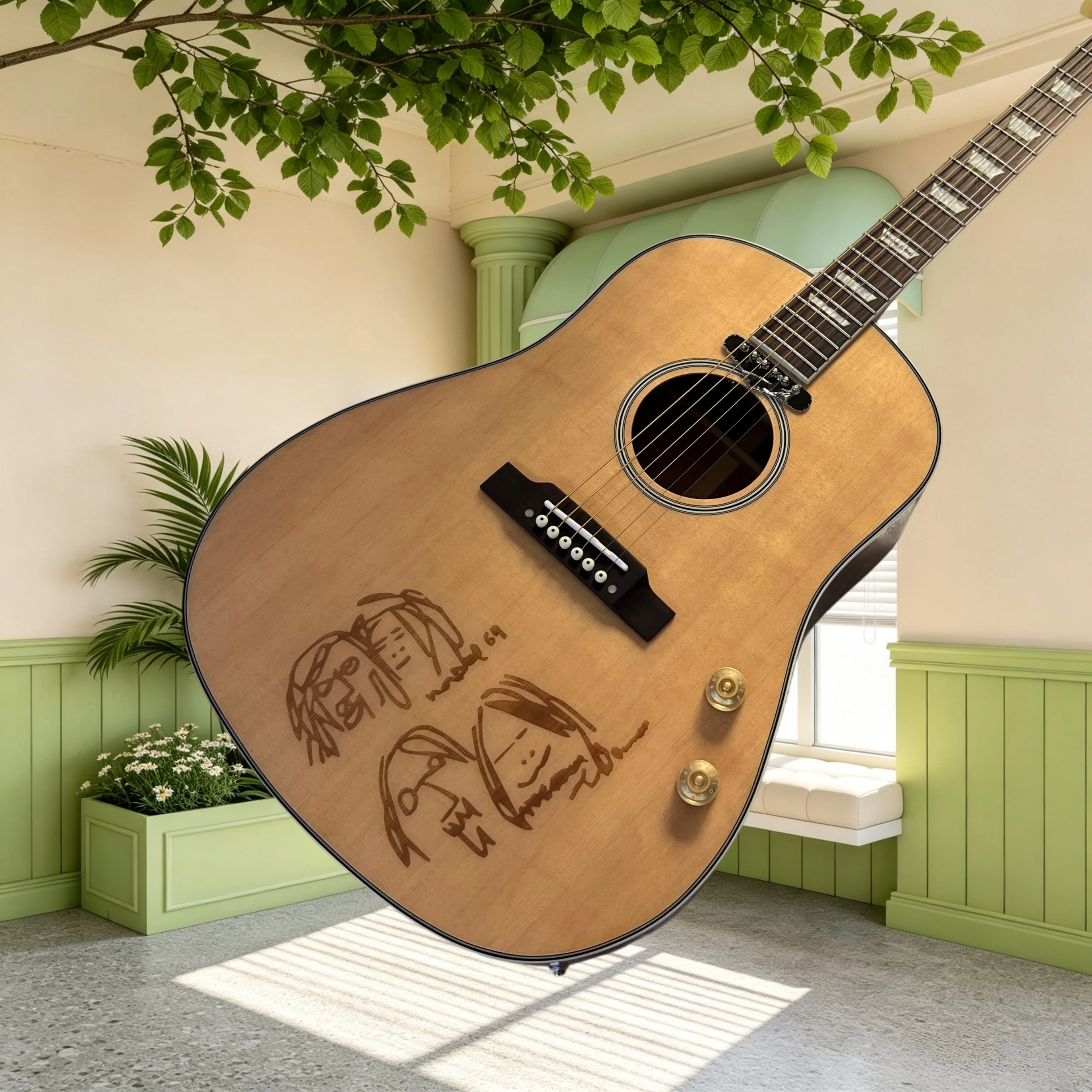 D Acoustic Electric Guitar J160 Spruce Top Rosewood Back Side Built-in Pickup Carved Signature Folk Pop Singing Fingerstyle