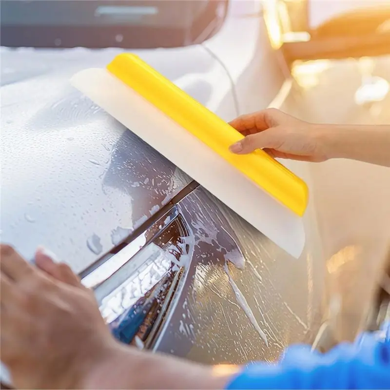 A98M Yellow 14 Inch Car Drying Squeegee 2 Pack Longer Silicone Water Squeegee Window Shower Blade Automotive Tools