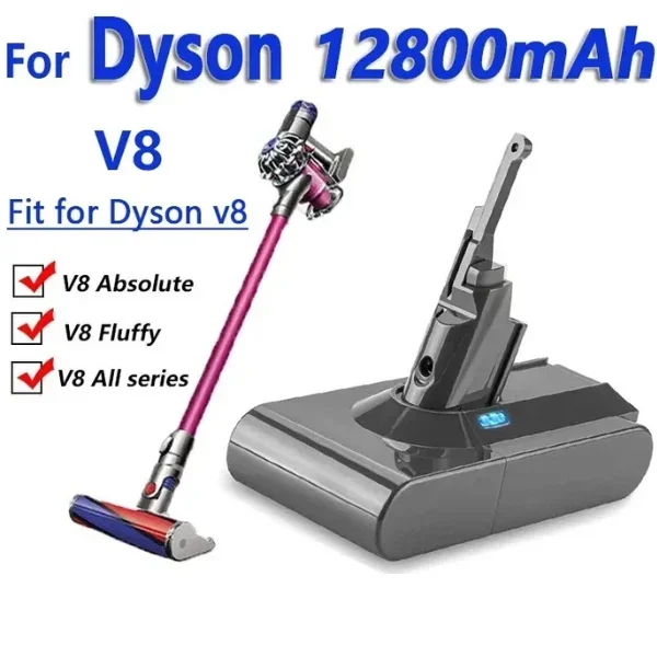 100% الأصلي DysonV8 12800mAh 21.6V بطارية ل دايسون V8 المطلق/رقيق/الحيوان ليثيوم أيون مكنسة كهربائية بطارية قابلة للشحن