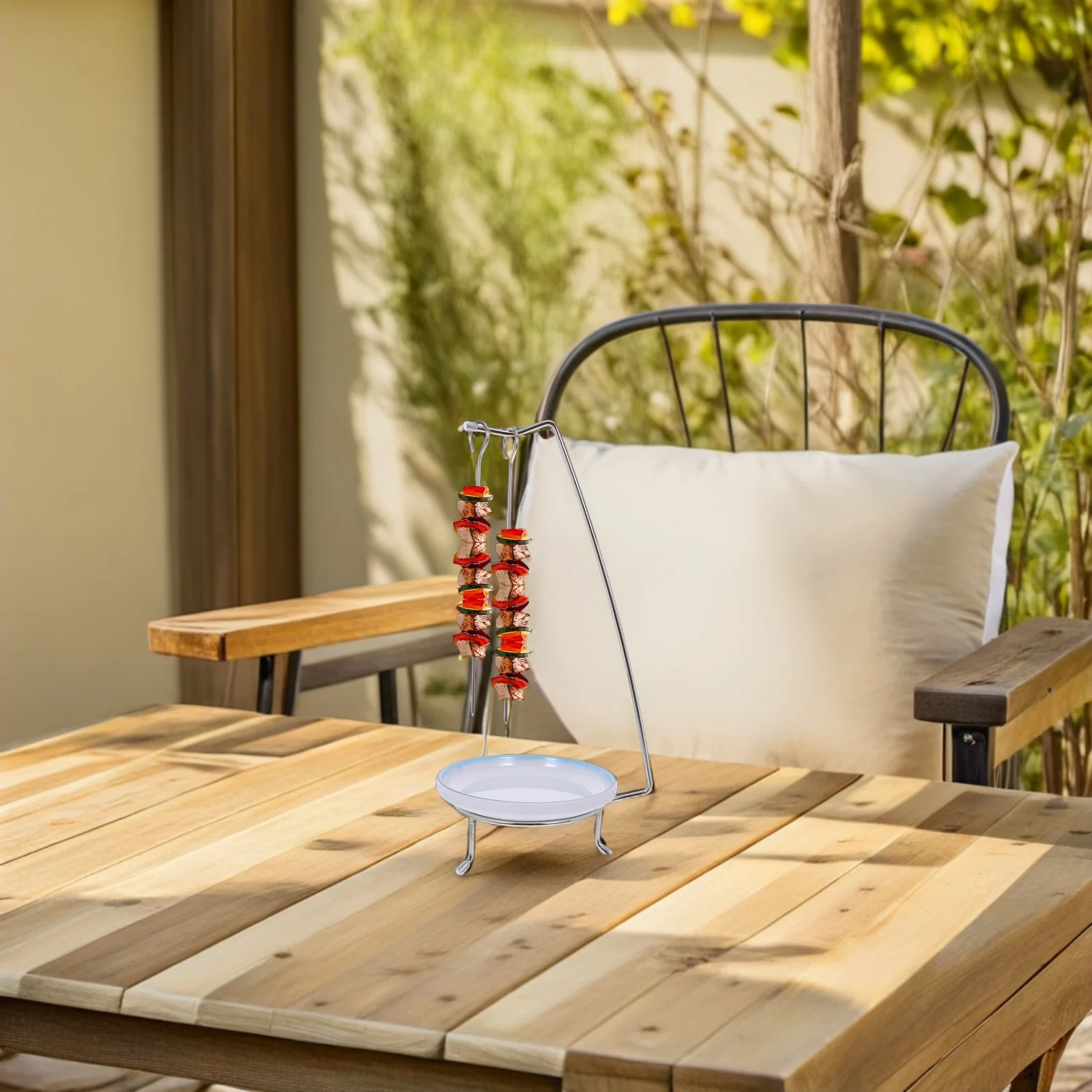 

1Set Stainless Steel Barbecue Skewer Stand Heavy Duty Kebab Hanger Rack Outdoor Grill Skewer Holder Bbq Meat Vegetable Rack