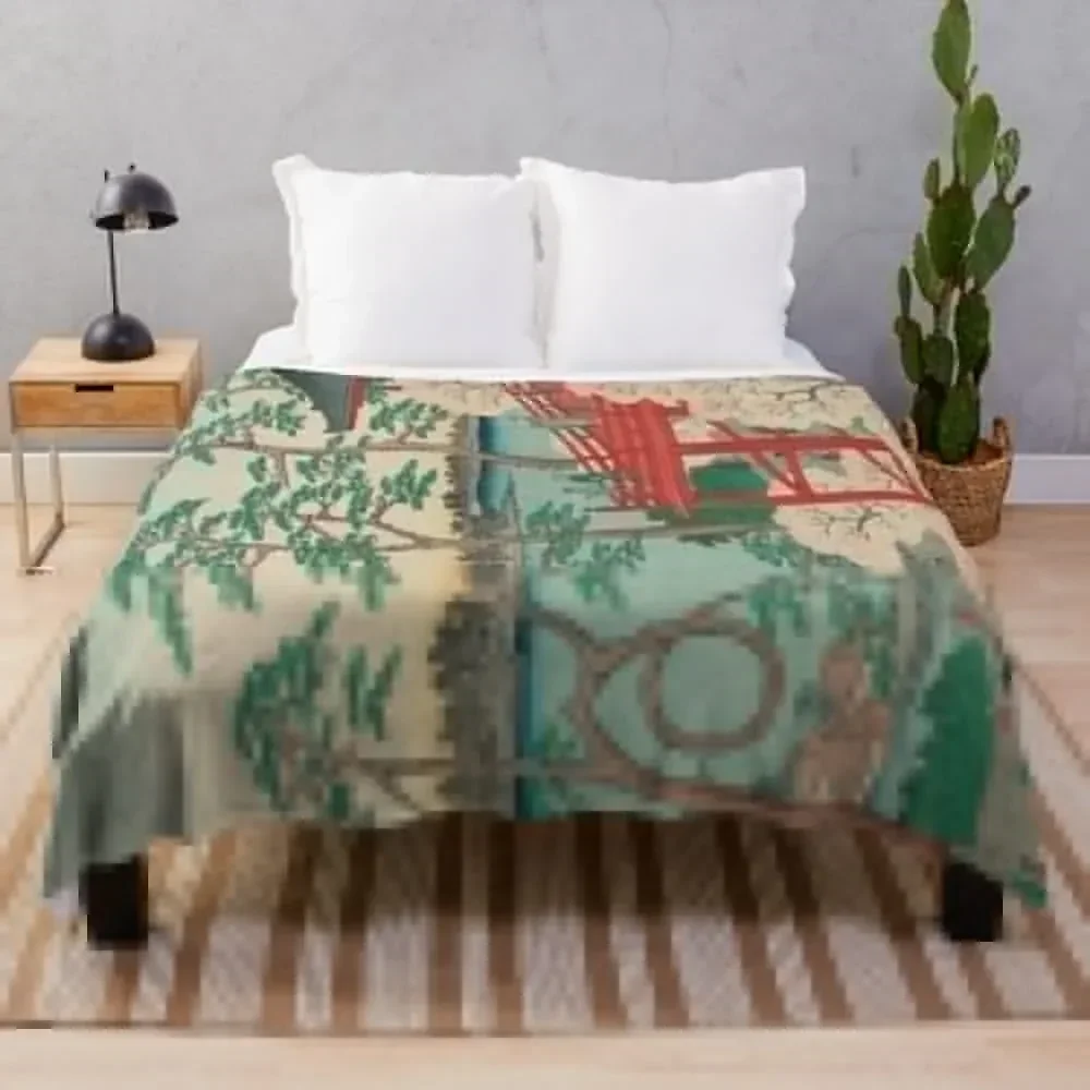 Spring Blossoms and Pond Ukiyo-e Japanese Art Throw Blanket Luxury St Luxury Plaid on the sofa Blankets