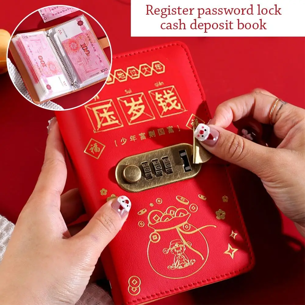 Save Money 100 Envelopes Money Saving Challeng With Password Lock PU Mini Binder Savings Challenge New Year Money Large Capacity