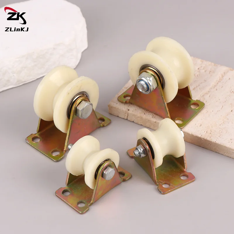 (ZYDD01) 1Pcs Nylon Grooved Roller Track Pulley V / U Nylon With Stand 30mm 50mm Door Grooved Heavy Duty Rollers Sliding Heel