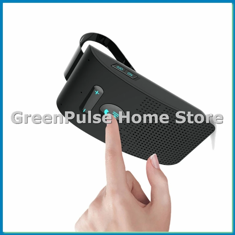 Bluetooth 5.0 Handsfree Car Kit Hifi Speaker 2W Wireless Audio Receiver MP3 Music Player Noise Cancelling Sun Visor Clip-ABAM