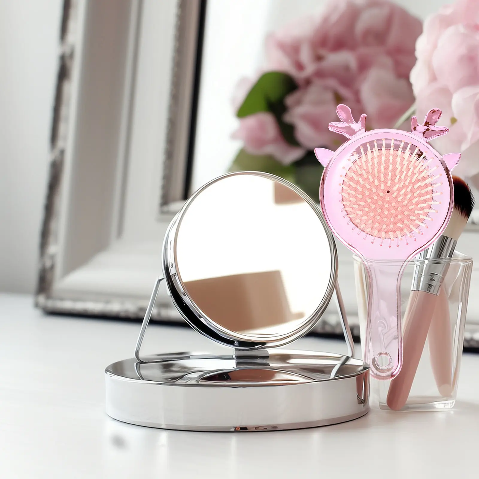 

Массажная расческа-щетка для волос в форме рогов оленя из прочных материалов ABS и TPR для распутывания и укладки волос для женщин