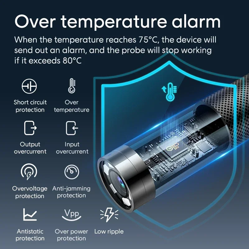 Tela ips de 5 polegadas 1080p com luz profissional industrial endoscópica micro mini portátil hd boroscópio câmera endoscópica para carros