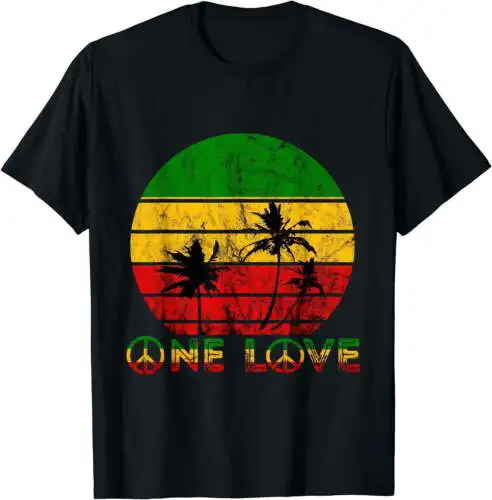 Rasta Reggae One Love Retro Vintage Sunset, camiseta de vacaciones de Jamaica