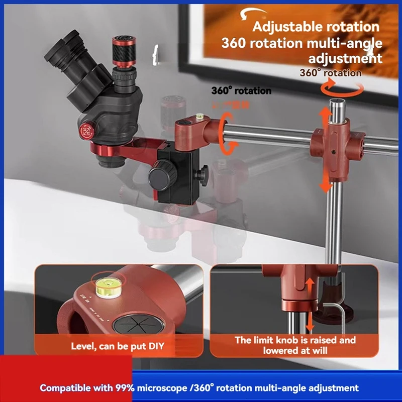 Y51A Microscopio-Dragón-Arm-Soporte-Metal-Universal-Telescópico-Plegado-360 ° -Herramientas de soporte de mantenimiento-inspección-de elevación fija-A