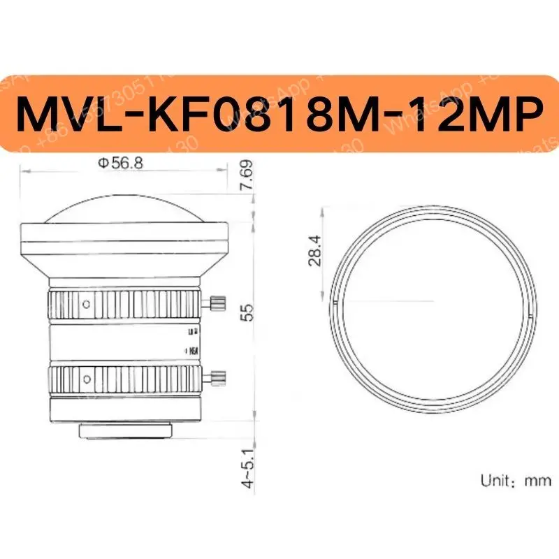 New 8MM focal length industrial camera lens MVL-KF0818M-12MP in stock for quick delivery